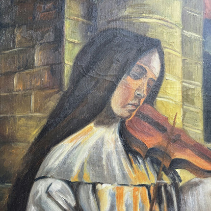 Expressive Portrait Oil Painting "Violinist Woman" Elegant Art Holland Art Shop