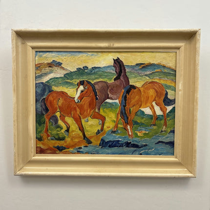 Rustic Animals Oil Painting "Grazing Horses" Classic Art Holland Art Shop