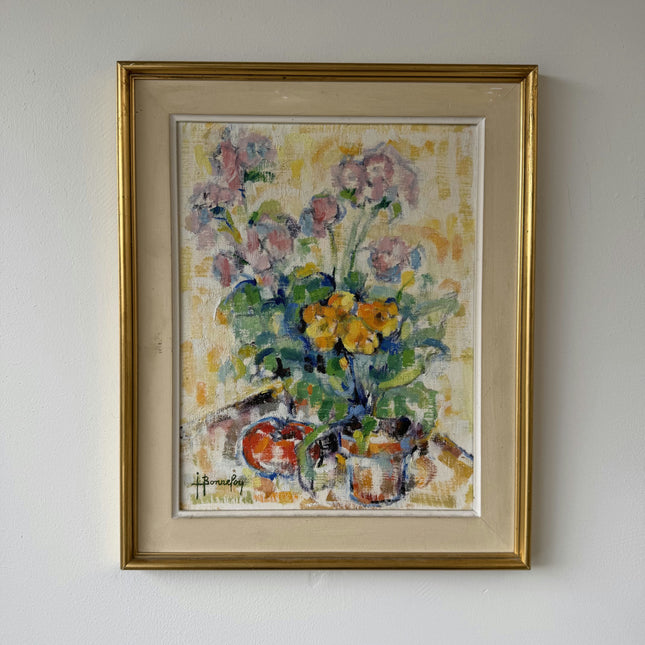 Authentic Flowery Still Life Oil Painting "Flower Bouquet" Rustic France Artwork Holland Art Shop