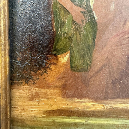 19th Century Antique Portrait Oil Painting "Ornate Frame" Small Artwork Holland Art Shop