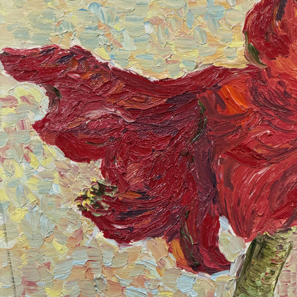 Rustic Floral Still Life Oil Painting "Red Flower" Traditional Art Holland Art Shop