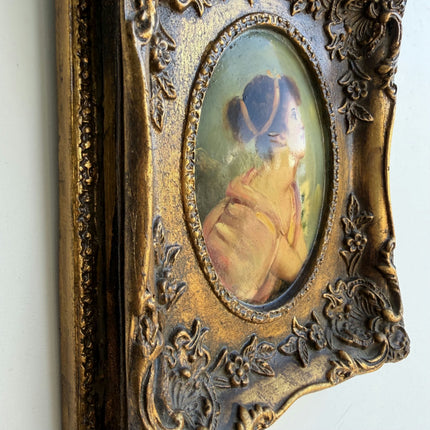 Rustic Portrait Oil Painting "Young Woman" Original Small Art Holland Art Shop