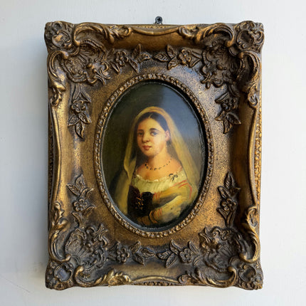 Original Portrait Oil Painting "Veiled Woman" Refined Small Art Holland Art Shop