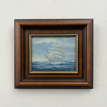 Authentic Seascape Oil Painting "Sailing Ship" Timeless Small Artwork Holland Art Shop