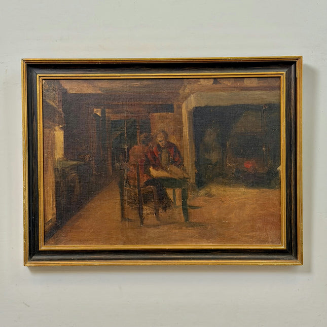 19th Century Antique Portrait Oil Painting "Seated Man" Artwork Holland Art Shop
