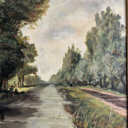 Elegant Landscape Oil Painting "River Trees" Vintage Artwork Holland Art Shop
