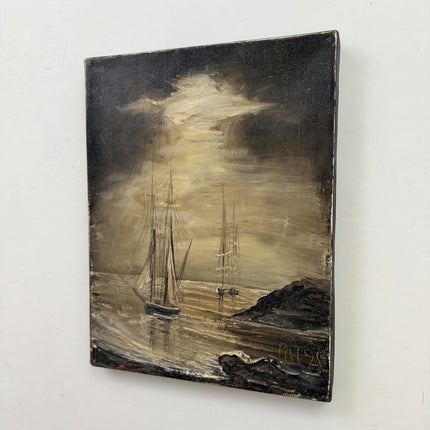 Original Seascape Oil Painting "Sailing Ship" Expressive Small Art Holland Art Shop