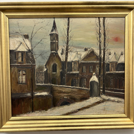 Detailed Winter Landscape Oil Painting "Snowy Church" Expressive Art Holland Art Shop