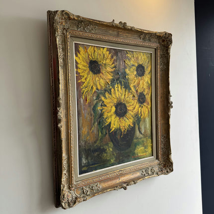Refined Floral Still Life Oil Painting "Sunflower Bouquet" Detailed Art Holland Art Shop