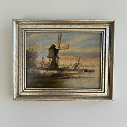 Traditional Landscape Oil Painting "Thatched Windmill" Elegant Small Art Holland Art Shop