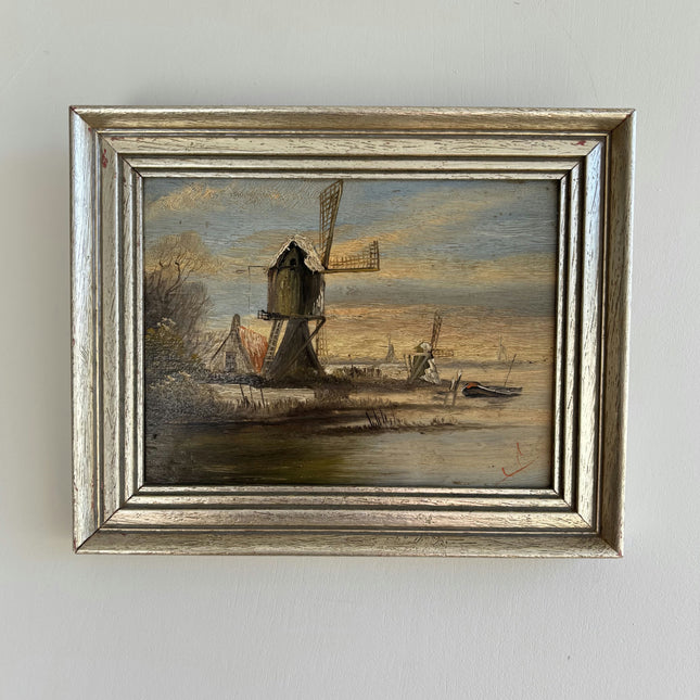Traditional Landscape Oil Painting "Thatched Windmill" Elegant Small Art Holland Art Shop