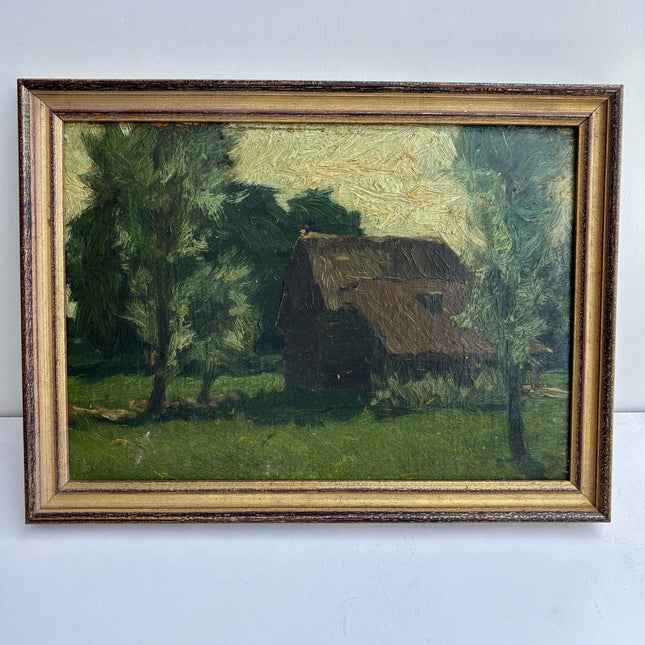 Original Landscape Oil Painting "Thatched Cottage" Expressive Small Art Holland Art Shop