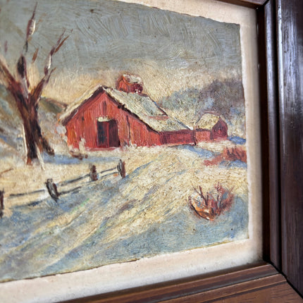 Elegant Winter Landscape Oil Painting "Wooden Frame" Expressive Small Artwork Holland Art Shop
