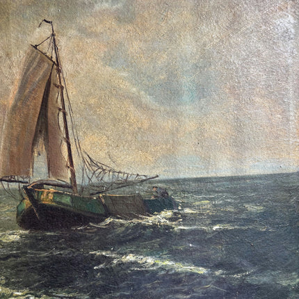 Original Seascape Oil Painting "Sailing Boat" Handcrafted Large Artwork Holland Art Shop