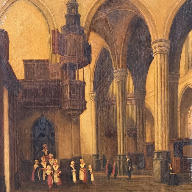 Fetar van Elven Vintage Interior Oil Painting "Church Interior" Traditional Large Artwork Holland Art Shop