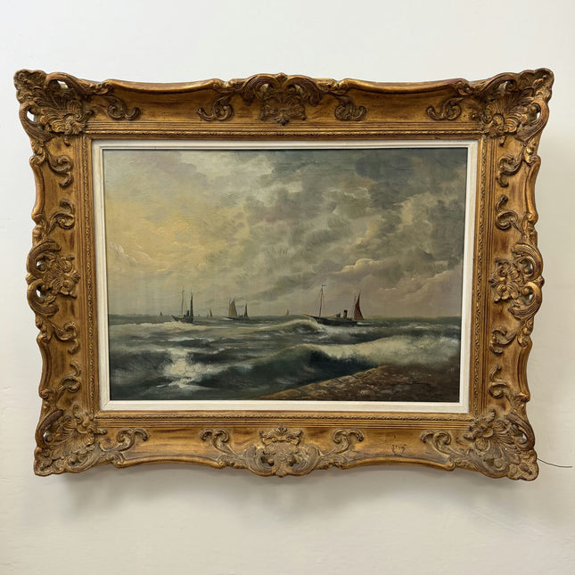 Detailed Seascape Oil Painting "Ornate Frame" Timeless Large Art Holland Art Shop