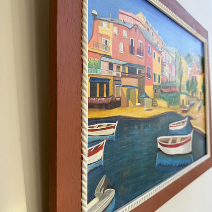 Handcrafted Harbor Scene Oil Painting "Rowing Boats" Expressive Artwork Holland Art Shop