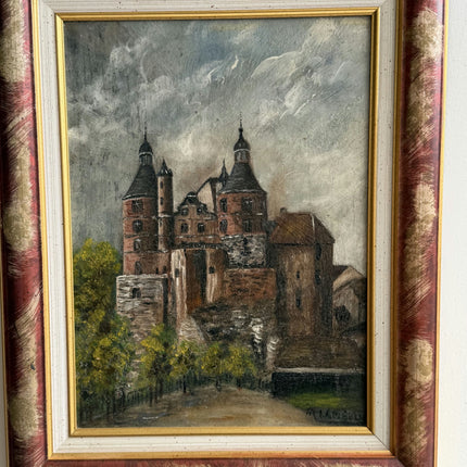 Original Cityscape Oil Painting "Old Castle" Handcrafted Artwork Holland Art Shop