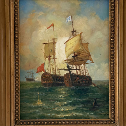 Fine Oil Painting Seascape "Sailing Ships" Striking Small Art Holland Art Shop