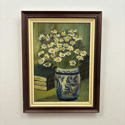 Authentic Floral Still Life Oil Painting "Blue Vase" Original Dutch Artwork Holland Art Shop