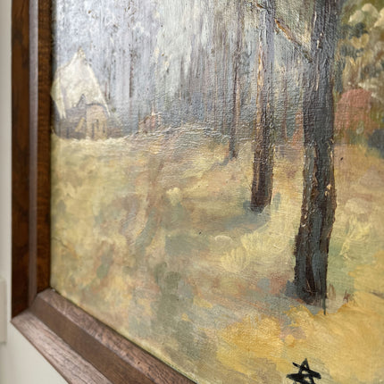 Classic Oil Painting Winter Landscape "Snowy Cabin" Handcrafted Medium Artwork