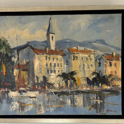 Detailed Harbor Scene Oil Painting "Harbor Buildings" Expressive Artwork Holland Art Shop