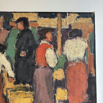 Timeless Figurative Oil Painting "Crowded Figures" Rustic Artwork Holland Art Shop