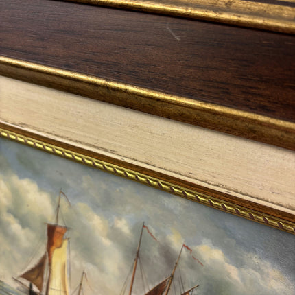 Authentic Seascape Oil Painting "Sailing Boats" Original Small Art Holland Art Shop