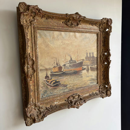 Rustic Seascape Oil Painting "Gilded Frame" Refined Artwork Holland Art Shop