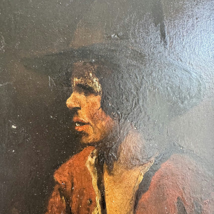 19th Century Antique Portrait Oil Painting "Seated Man" Small Art Holland Art Shop