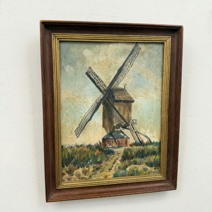 Traditional Landscape Oil Painting "Old Windmill" Original Small Art Holland Art Shop