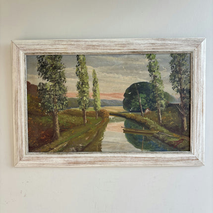 Vintage Landscape Oil Painting "River Path" Authentic Artwork Holland Art Shop
