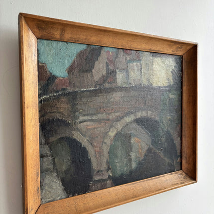 Original Cityscape Oil Painting "Wooden Frame" Detailed Small Art Holland Art Shop