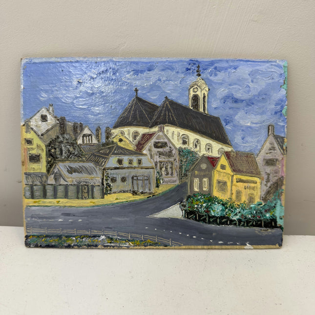 Classic Cityscape Oil Painting "Town Church" Elegant Small Artwork Holland Art Shop