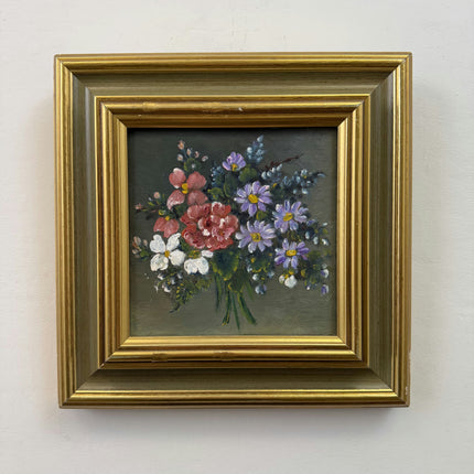 Rustic Floral Still Life Oil Painting "Flower Bouquet" Elegant Small Art Holland Art Shop