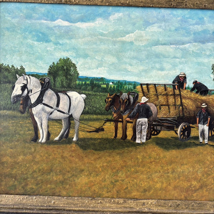 Refined Farm Oil Painting "White Horse" Vintage Artwork Holland Art Shop