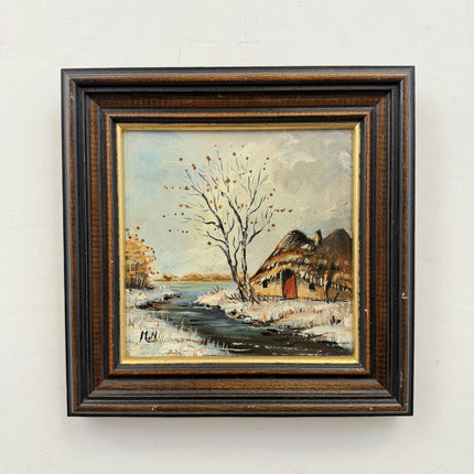 Timeless Still Life Oil Painting "Thatched Hut" Expressive Small Art Holland Art Shop