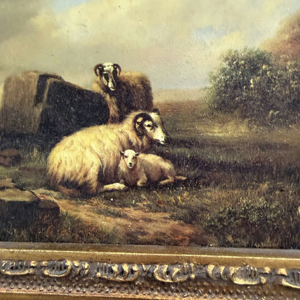 19th Century Antique Animals Oil Painting "Gilded Frame" Small Artwork Holland Art Shop