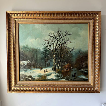 Intriguing Oil Painting Winter Landscape "Snowy Pathway" Traditional Large Art Holland Art Shop