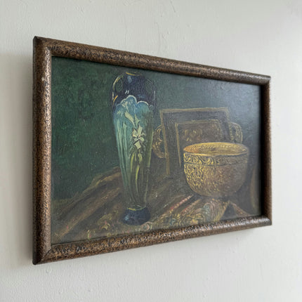 Original Still Life Oil Painting "Decorative Vase" Refined Small Art Holland Art Shop