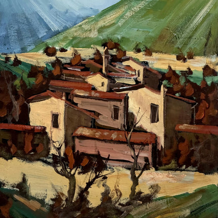Original Landscape Oil Painting "Hill Village" Timeless Large Art Holland Art Shop