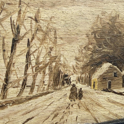 Rustic Winter Landscape Oil Painting "Snow Road" Expressive Small Art Holland Art Shop
