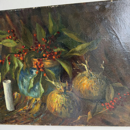 Elegant Still Life Oil Painting "Red Berries" Authentic Small Artwork Holland Art Shop