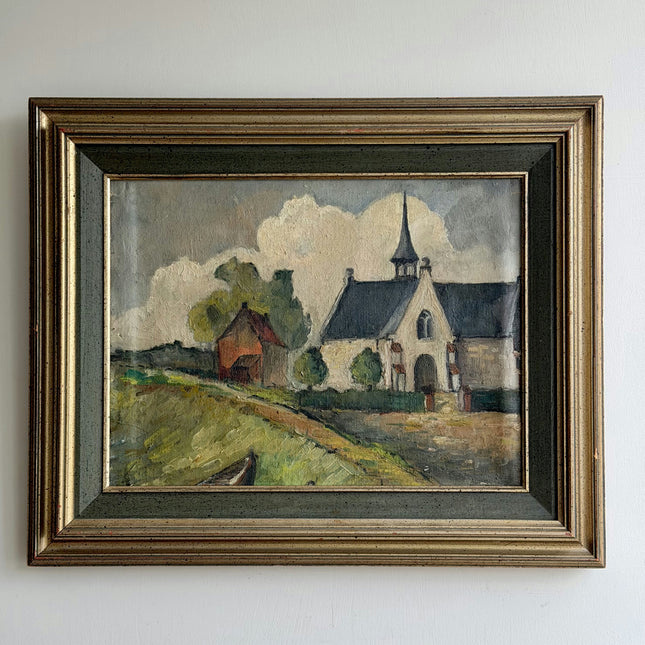 Timeless Landscape Oil Painting "Village Church" Refined Art Holland Art Shop