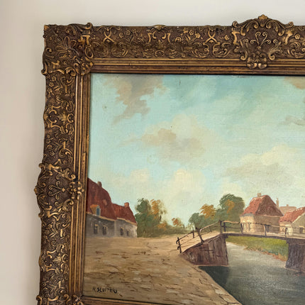 Classic Oil Painting Cityscape "Canal Bridge" Traditional Large Art Holland Art Shop