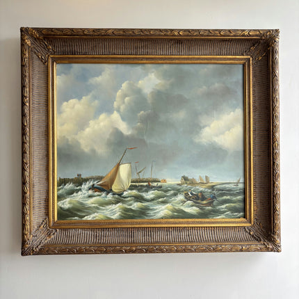 Elegant Seascape Oil Painting "Sailing Boat" Detailed Large Art Holland Art Shop