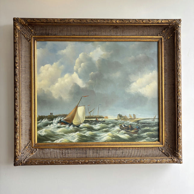 Elegant Seascape Oil Painting "Sailing Boat" Detailed Large Art Holland Art Shop