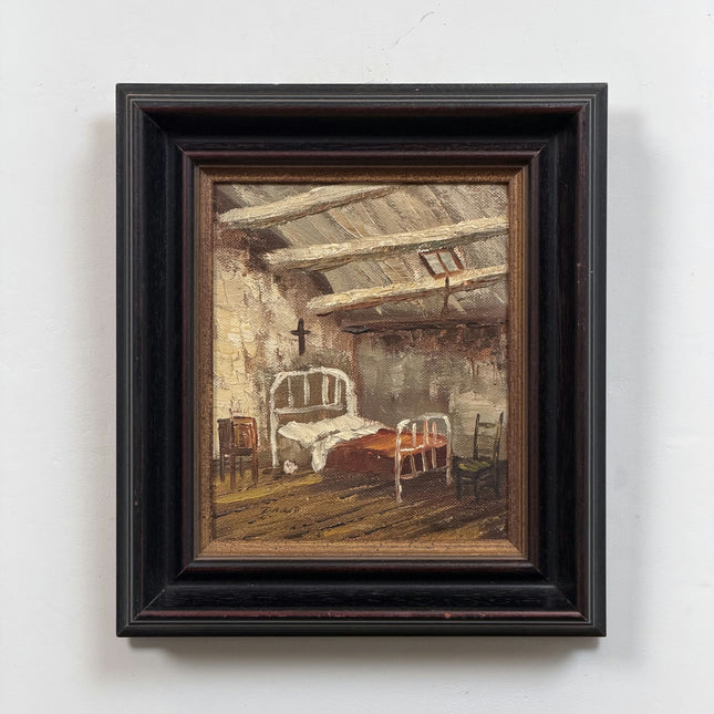 Original Interior Oil Painting "Wooden Chair" Detailed Small Art Holland Art Shop