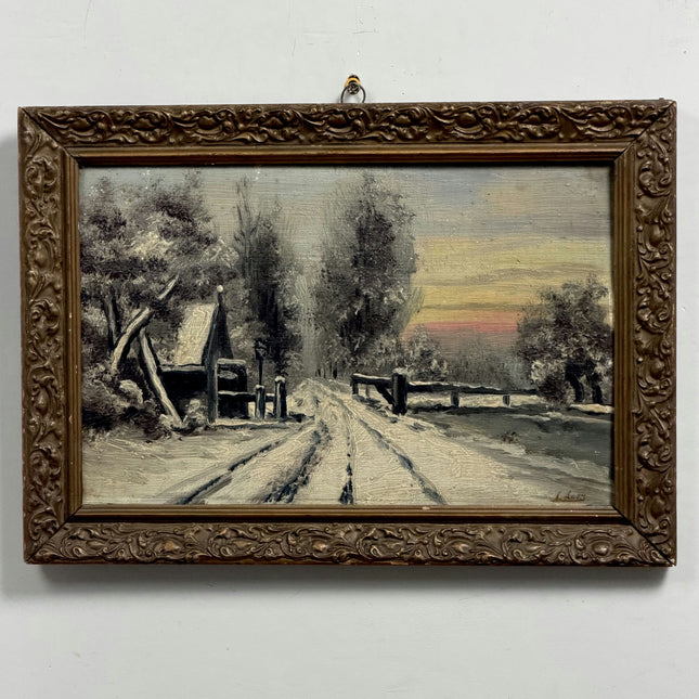 Traditional Landscape Oil Painting "Snowy Road" Detailed Artwork Holland Art Shop