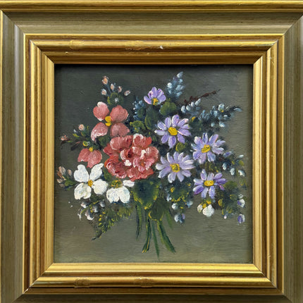 Rustic Floral Still Life Oil Painting "Flower Bouquet" Elegant Small Art Holland Art Shop